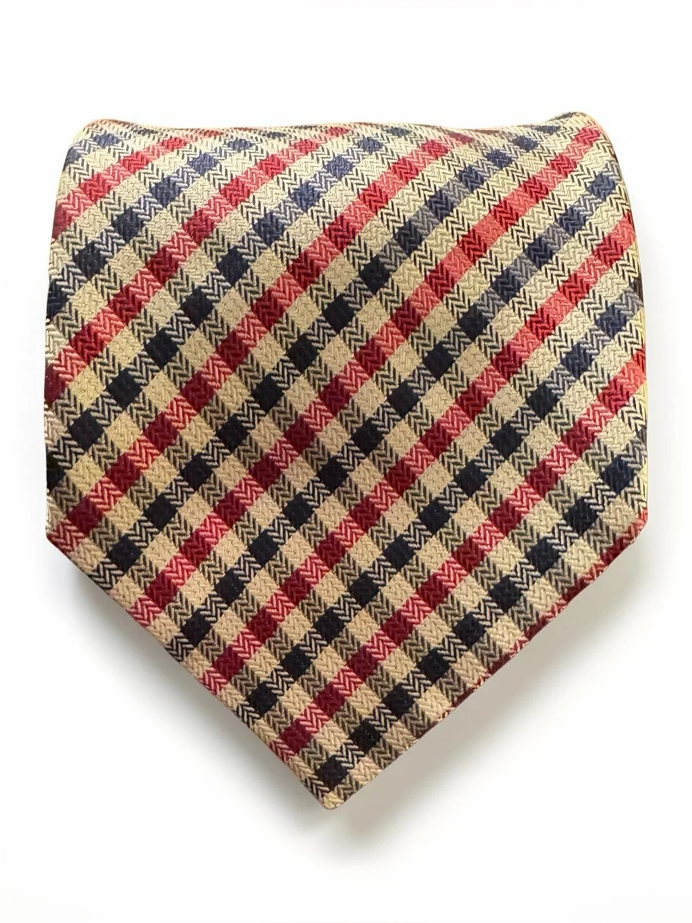 Burberry Silk Plaid Tie Red Blue